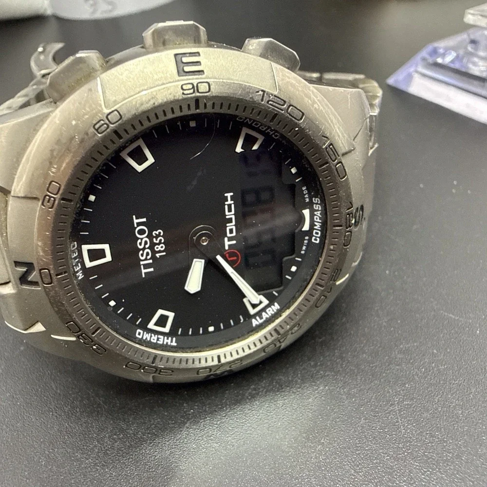 Tissot T-Touch Titanium Mens Watch New Battery Running Great $3 Shipping